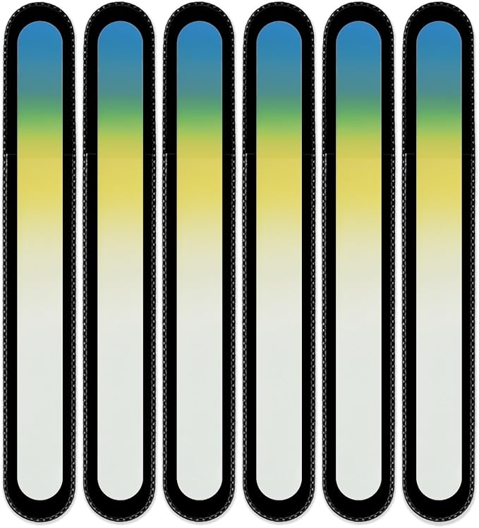 Mont Bleu Rainbow Crystal Nail File in Black Pouch - Large/Professional Size - Czech Tempered Glass - Handmade in Bohemia (Czech Republic)