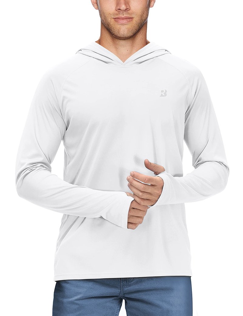 Roadbox Mens UPF 50+ Long Sleeve Sun Shirts, UV Protection Fishing Hoodie, Outdoor Lightweight Hiking Running Swim Rash Guard