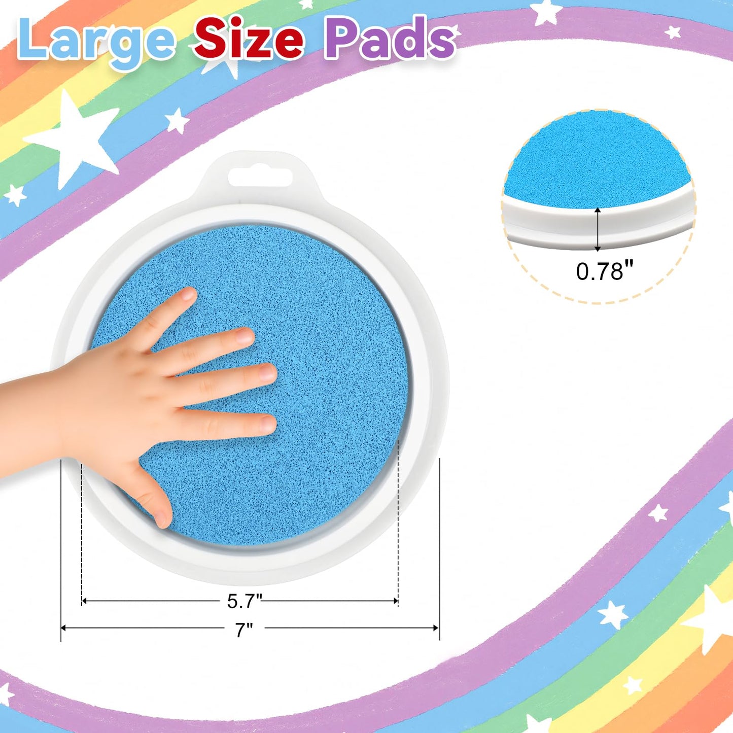 8 Colors 7" Large Ink Pads, Safe & Washable Stamp Pads for Kids, Vibrant Craft Ink Pad for Handprint & Footprint Art, Finger Painting, Card Making DIY Crafting, Paper, Wood, Fabric