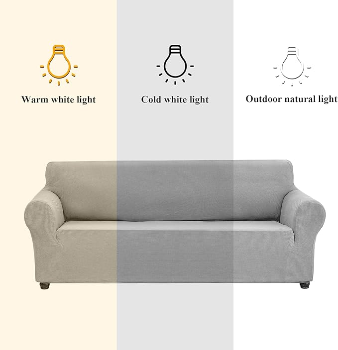 Joccun Stretch Couch Cover Slipcovers, 1-Piece Sofa Covers for 3 Cushion Couch Spandex Jacquard Washable Furniture Protector Cover for Living Room,Kids,Pets(Sofa,Silver)