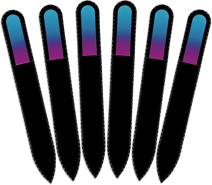 Mont Bleu Rainbow Crystal Nail File in Black Pouch - Czech Tempered Glass - Handmade in Bohemia (Czech Republic)