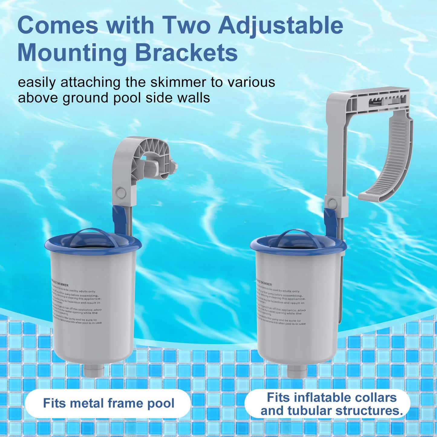 Sepetrel Above Ground Pool Surface Skimmer, Wall Mount Pool Maintenance Accessories for Inflatable Collars, Tubular & Metal Frame Pools, Floating Skimmer Basket - Efficiently Removes Debris