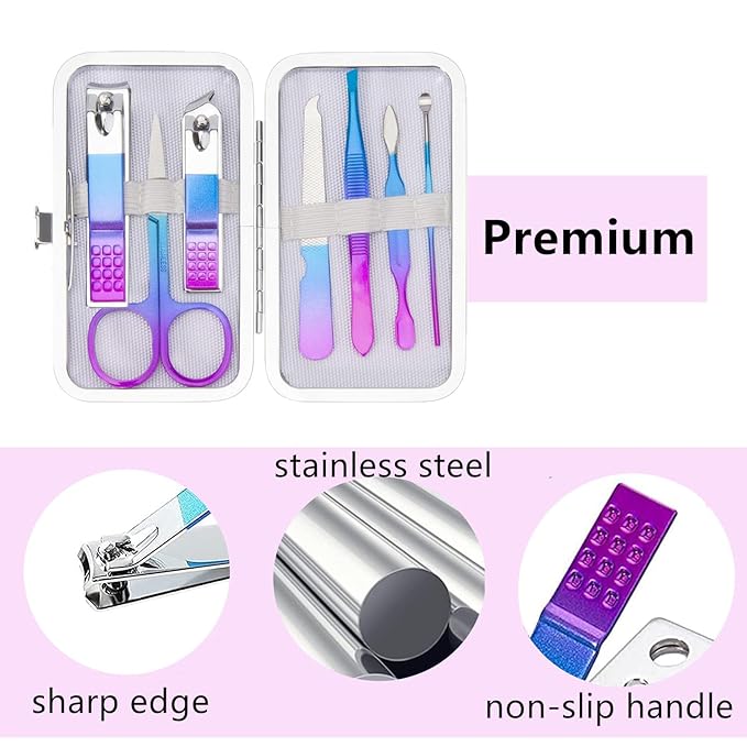 Manicure Set Nail Clipper Set Women Men Travel Manicure Kit Nail Clipper Kit Personal Care Tools with Case Fingernail Clippers Manicure Pedicure Tools Grooming Kit Gifts for Women Men Teens Family