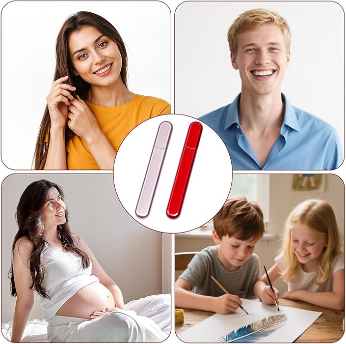 2 Pcs Glass Nail Buffers with Case, Crystal Nails Files Shaping Nano Fingernail Files for Natural and Acrylic Home Salon Use Christmas Gift for Woman and Man