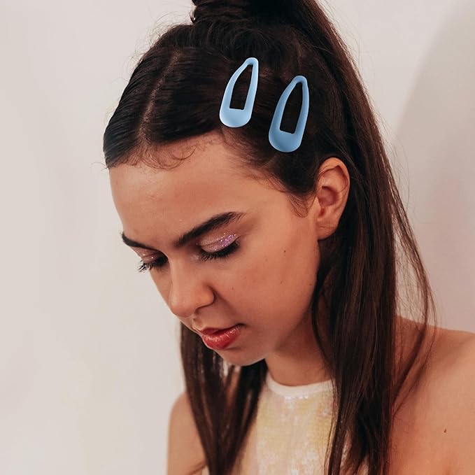Small Hair Barrettes For Women No Slip Metal Snap Clips For Thin And Fine Hair,Matte Multiple Blue,20 PCS,1.97 x 0.5 Inch.