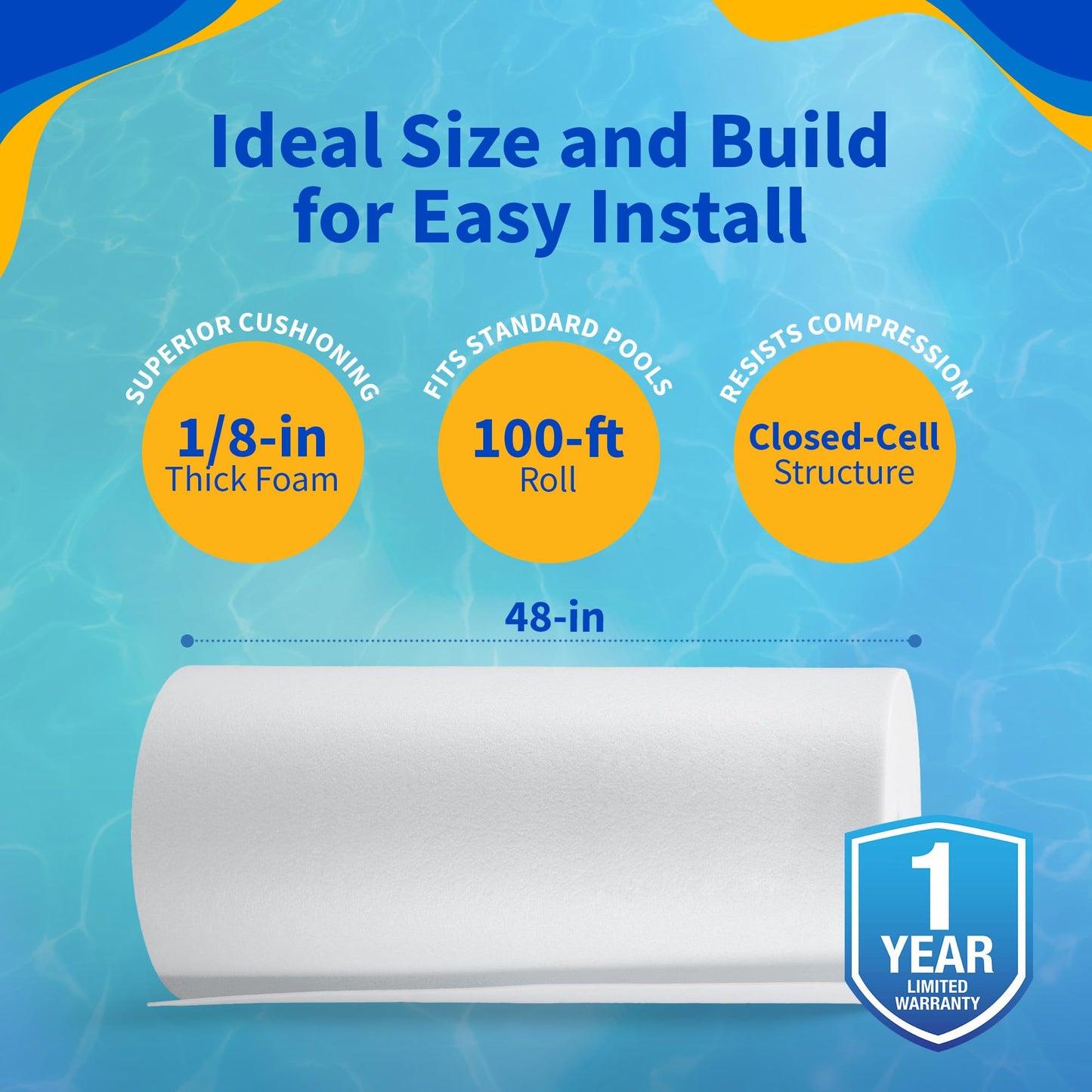 Pool Wall Foam Closed Cell for Above Ground Pools 1/8" 48" x100' | Gorilla Guard