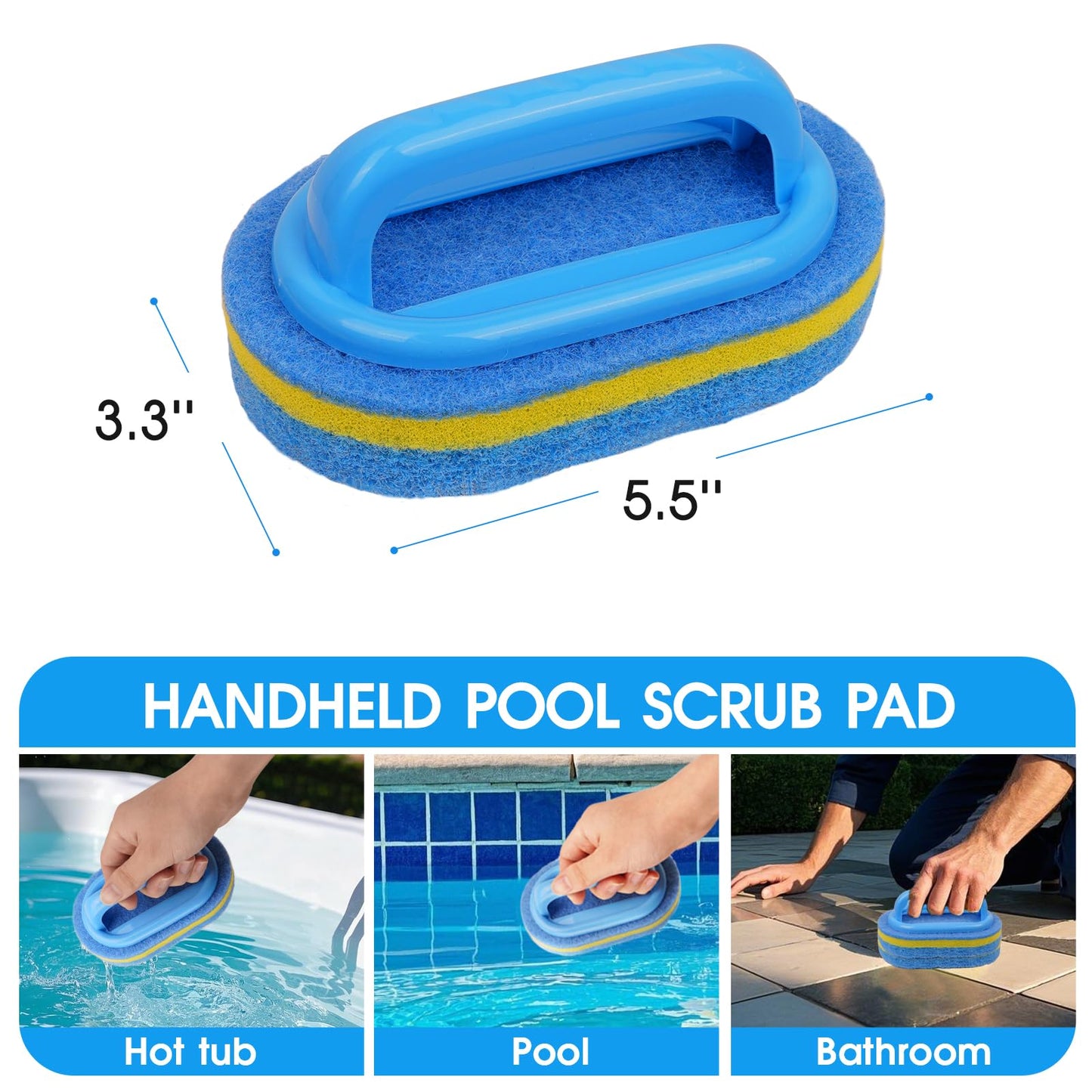 TidyMister 4-in-1 Spa Cleaning Set - Hot Tub Small Pools Maintenance Accessories Kit with Skimmer Net Round Brush Scrubber and 2ft Pole