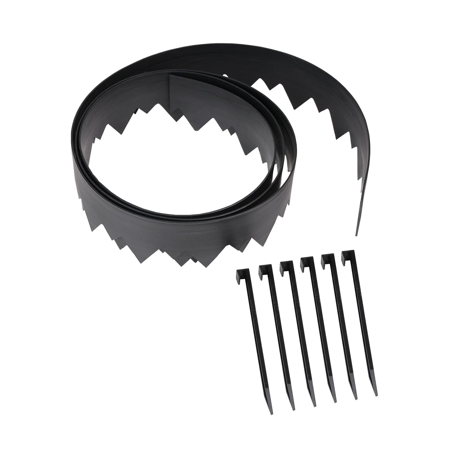 EasyFlex PoundâIn Landscape Edging with Bonus Anchoring Stakes â 20âFoot Plastic Garden Border, 4.5 in. StraightâTop Lawn Edging, Black