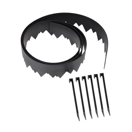 EasyFlex PoundâIn Landscape Edging with Bonus Anchoring Stakes â 20âFoot Plastic Garden Border, 4.5 in. StraightâTop Lawn Edging, Black