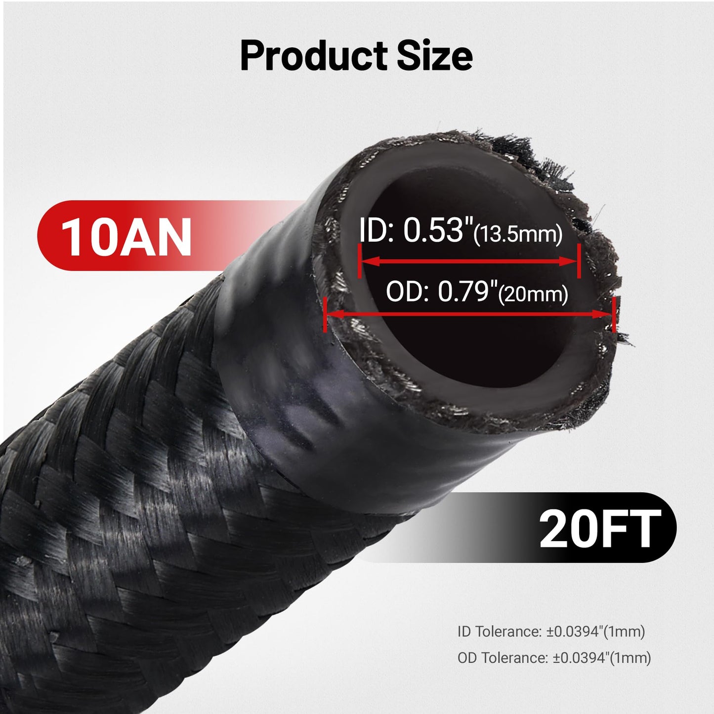 EVIL ENERGY 10AN Fuel Line Kit, 10AN Nylon Braided Fuel Line Hose Fitting Kit CPE 20FT Black