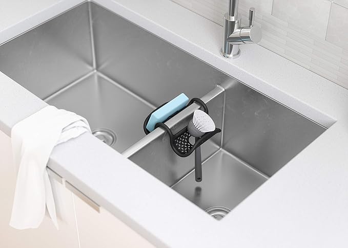 Umbra Sling Kitchen Sink Accessory, Double-Sided Sponge Holder, Black