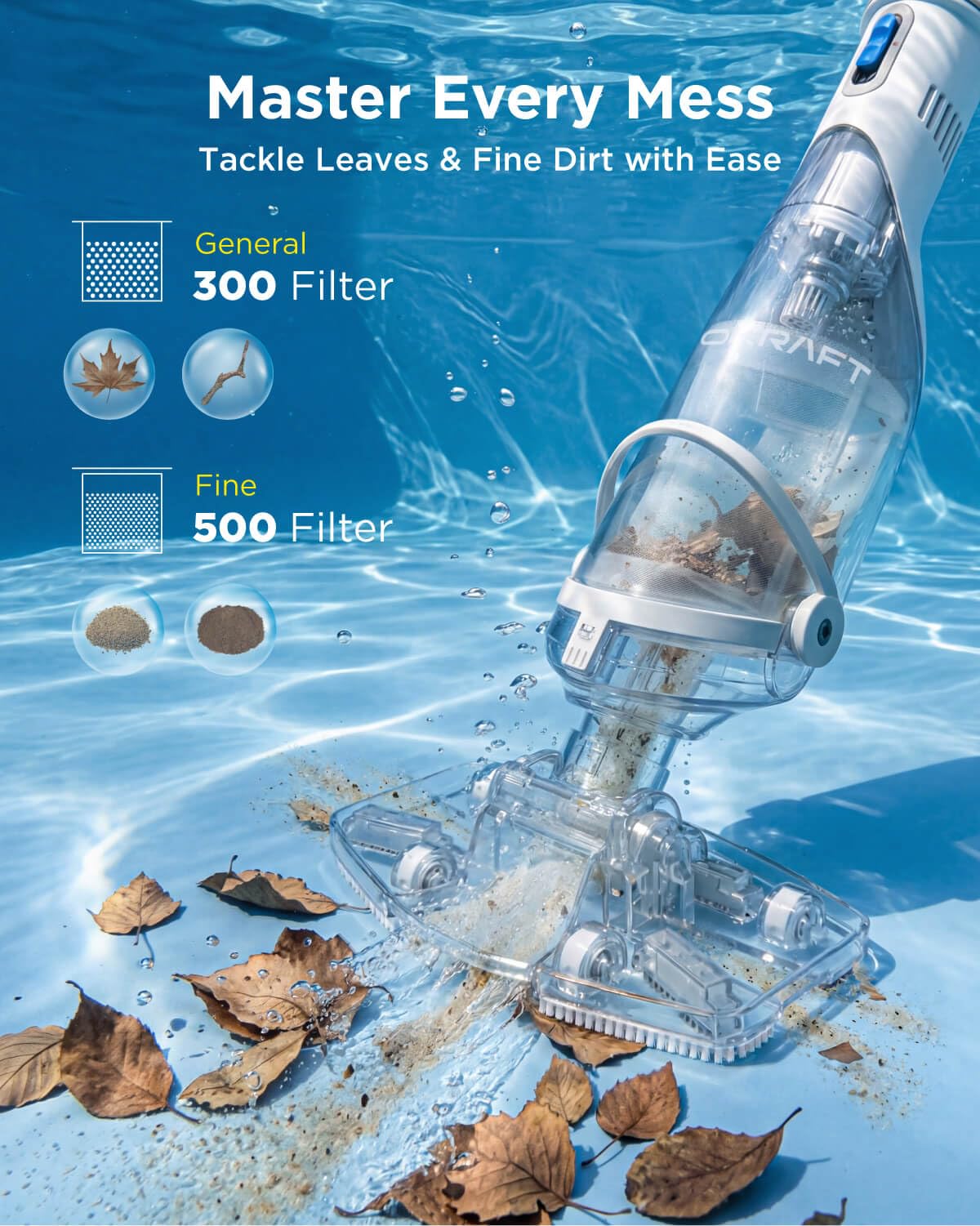 InoKraft Pool Vacuum for Above Ground Pool, Cordless Pool Vacuum for Inground Pools, Rechargeable Pool Cleaner with 18.5 GPM Suction, Above Ground Pool Vacuum with 59” Extendable Pole, Gray