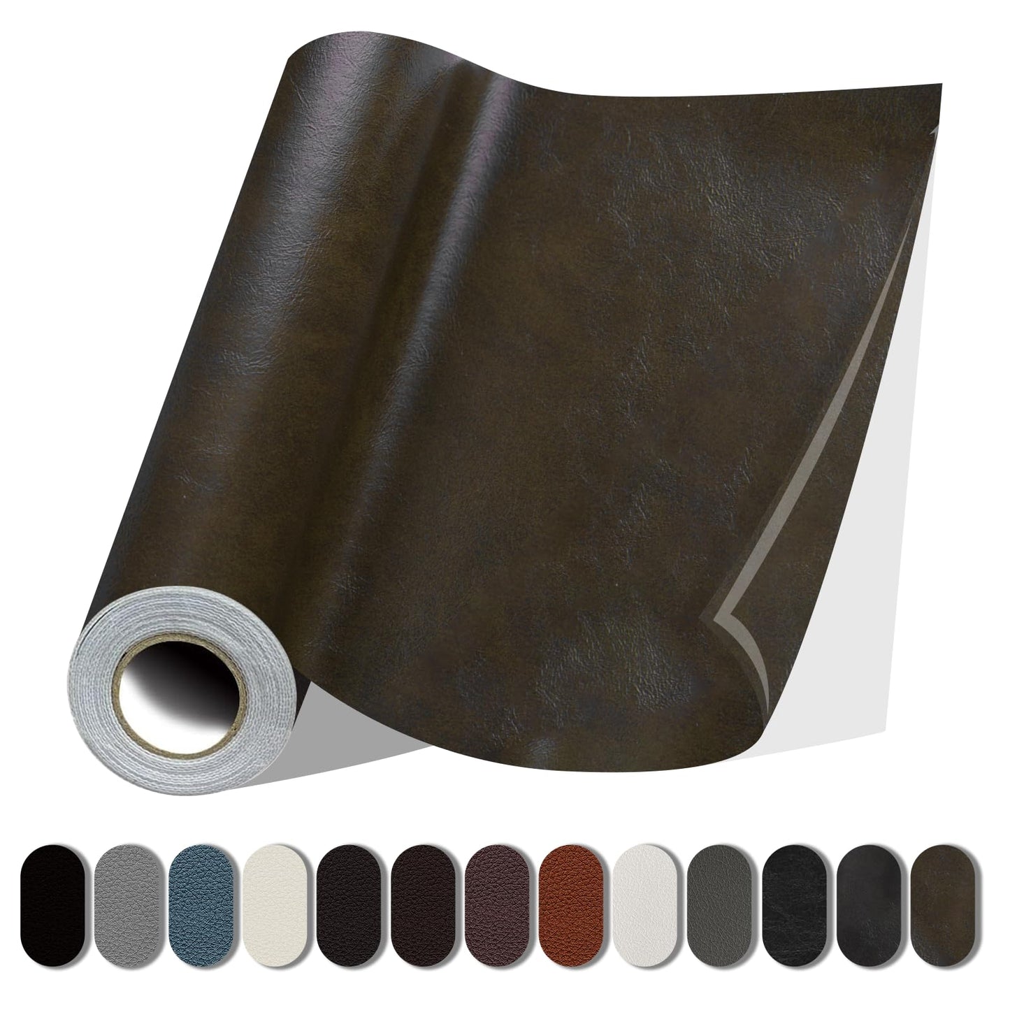Lifeshoon Leather Repair Patch, 17X79 Inch Glossy Self Adhesive Leather Repair, Large Vinyl Patch Tape for Couches, Furniture, Car Seats, Cabinets, Wall, Handbags （17X79 Inch, Dark Brown）