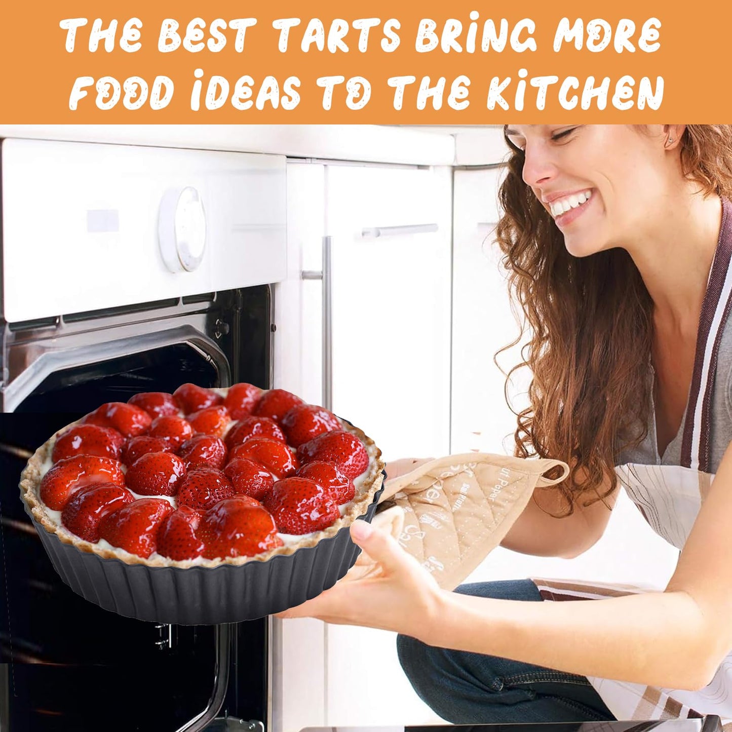 RICHSC-PAN Deep Tart Pan, 9.5 x 2.2 Inches Non-Stick Tall Tart Pan Bottom Can Be Removed. Suitable for Making Various Pies, Tarts and Quiche. Easy to Clean is the Choice for Home Baking