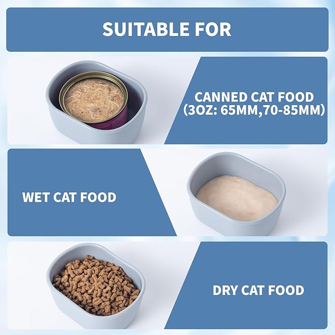 SLSON Canned Cat Food Storage Container for 3oz Cat Cans, 2Pack Silicone Airtight Can Cover Pet Food Sealer Reusable Sealing Box for 2.56''/65mm Can Keep Food Fresh