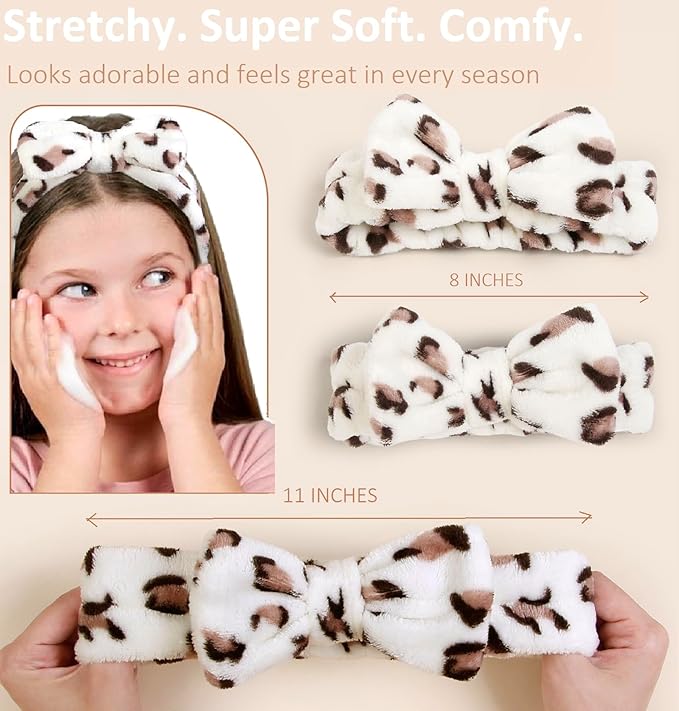 Huachi Spa Headband for Women Washing Face Girls Skincare Headbands Makeup Cheetah Print Leopard Face Wash Head Band Animal Print Christmas Gifts for Teen Girls