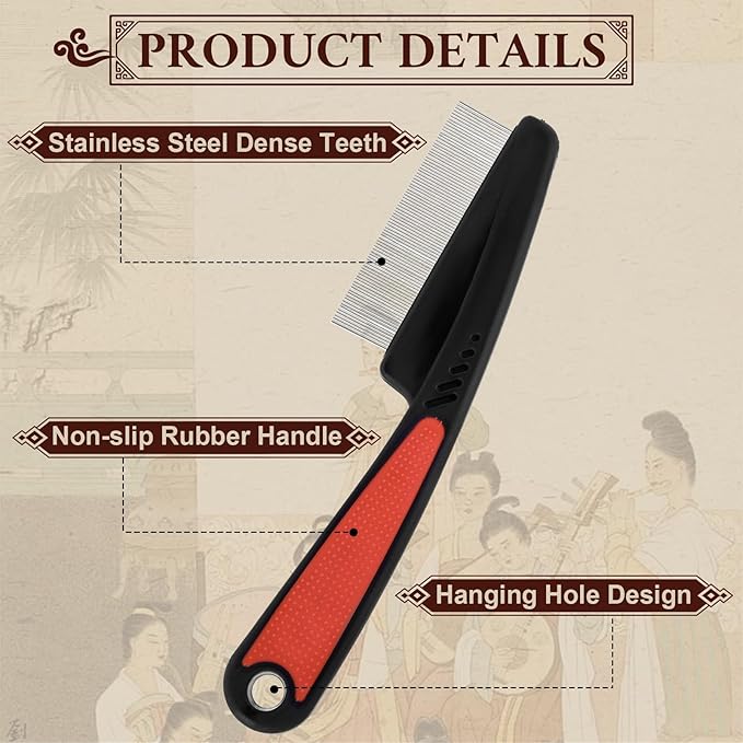 Dandruff Comb, Stainless Steel Fine Tooth Comb, Dandruff Remover, Scalp Sweep Detoxing, Multifunctional Hairbrush
