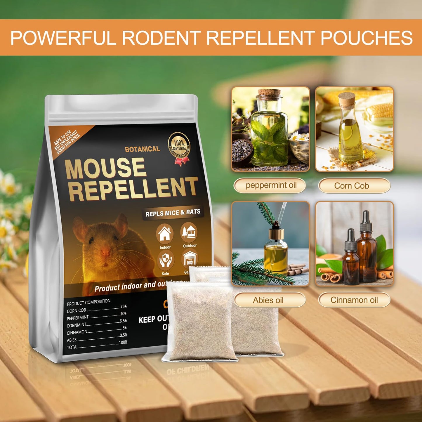 Mouse Repellent Pouches,24 Pack Rodent Repellent,Nature Peppermint Oil Keep Mice Out of Car Engines,Rv,Garage & Home,Safe for Humans and Pets