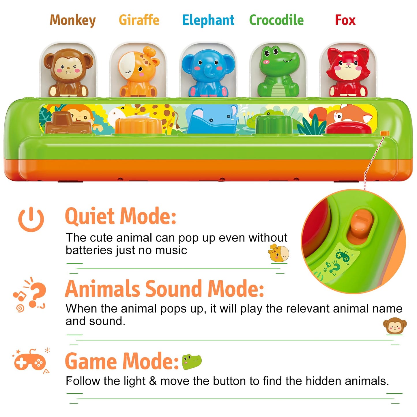 Duchong Pop Up Toys for 1 Year Old Boy Girls, Interactive Cause and Effect Learning Toys with Music & Light for Baby 6 7 8 9 10 11 12 Months, Christmas Birthday 1st Gifts for Toddlers