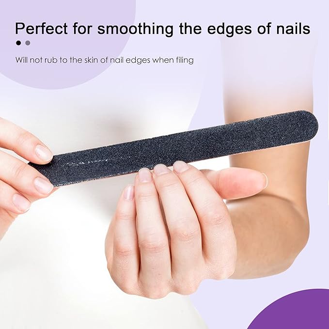 Canvalite Nail File Large Emery Boards for Nails 100/180 Grit Nail Files for Natural Nails Manicure Pedicure Tool for Home and Salon Use 12PCS, Black