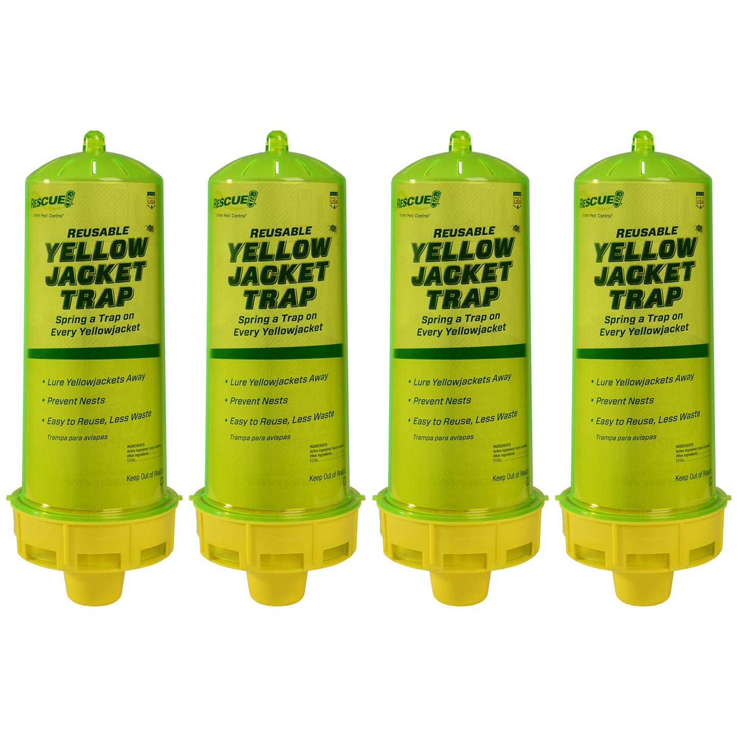 RESCUE! Reusable Yellowjacket Trap – Includes Attractant - 4 Traps