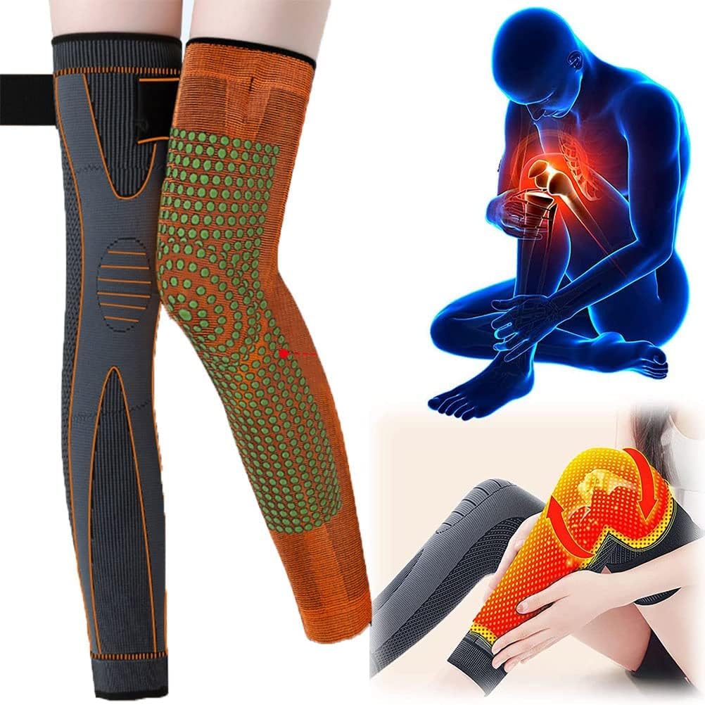 Tourmaline Acupressure Selfheating Knee Sleeve, Tourmaline Acupressure Self-Heating Shaping Knee Sleeve, Tourmaline Acupressure Knee Sleeve (Orange-Mugwort,L)