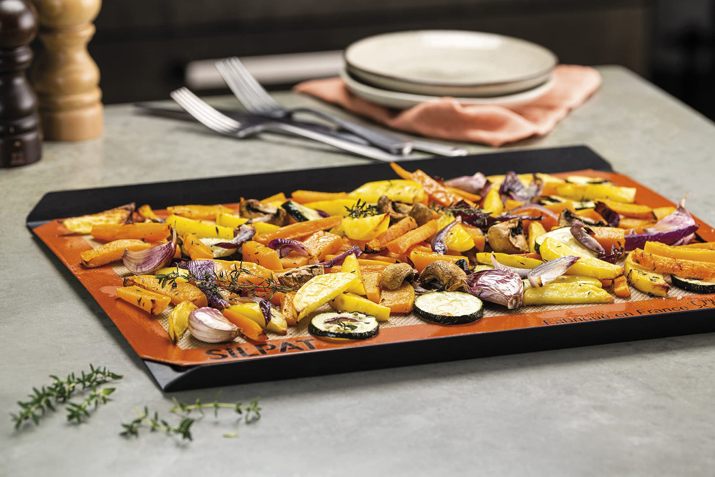 Silpat Premium Non-Stick Silicone Baking Mat, Half Sheet Size, 11-5/8 x 16-1/2, Orange