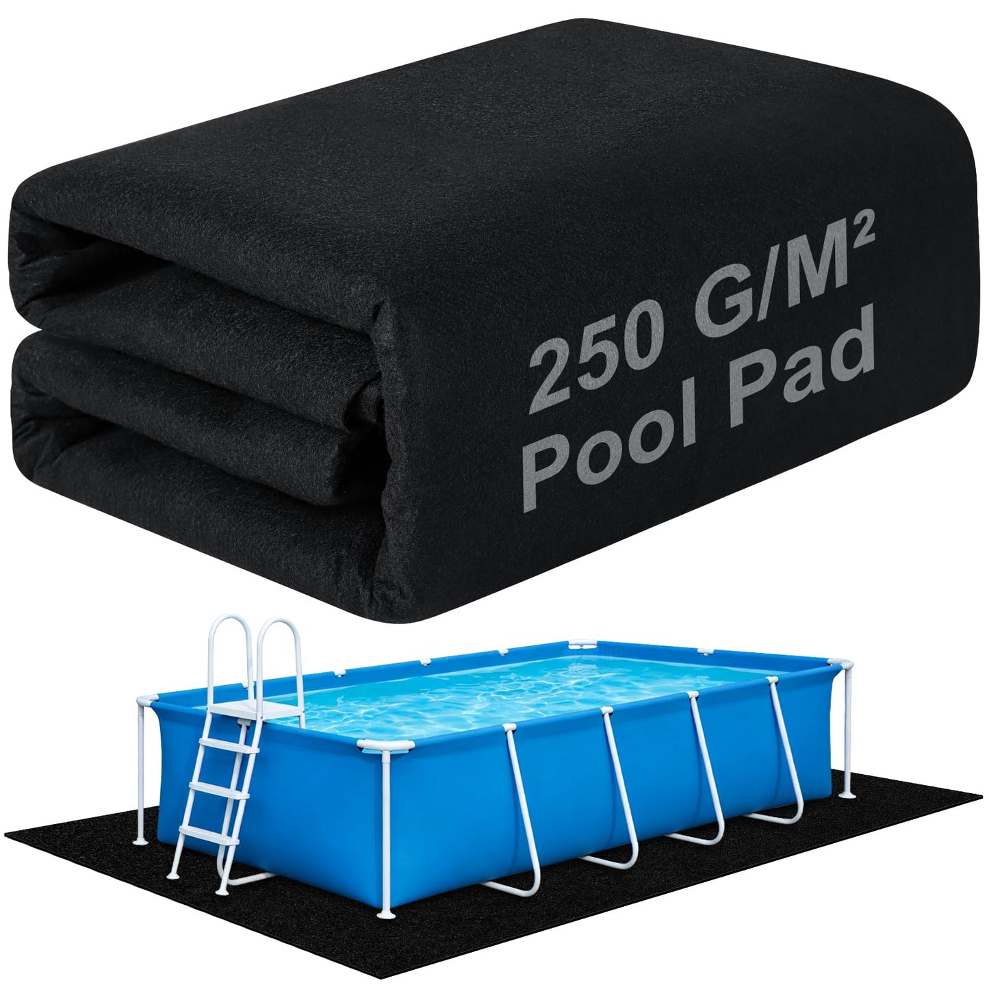 15x8Ft Rectangular Pool Liner Pad for Above Ground Swimming Pools,250g/㎡ Heavy Duty Pool Ground Mat Under Pool Pad, Durable Pools Bottom Liner Protector to Prevent Puncture and Extend Liner Life