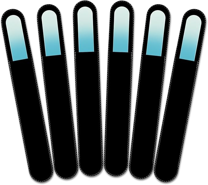 Mont Bleu Rainbow Crystal Nail File in Black Pouch - Large/Professional Size - Czech Tempered Glass - Handmade in Bohemia (Czech Republic)