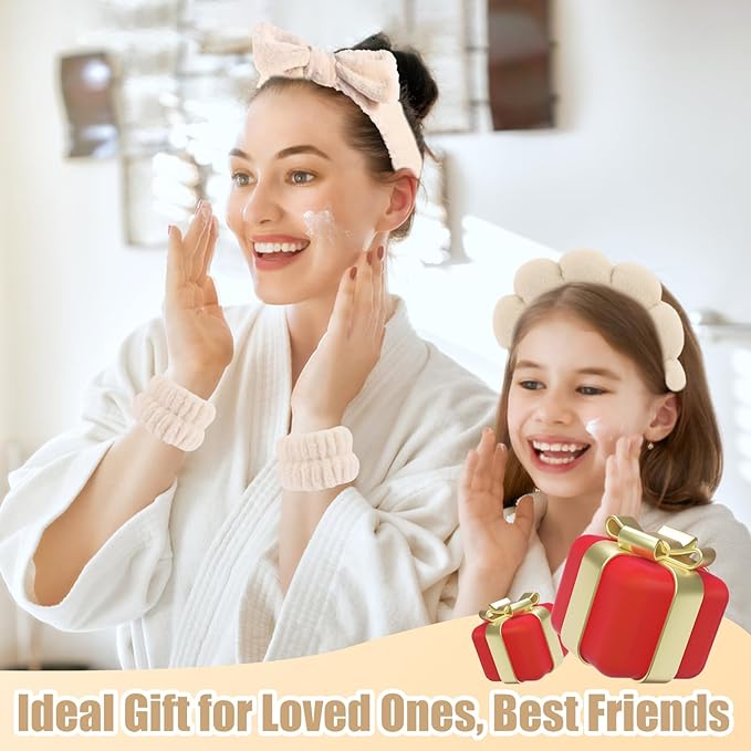Canitor Spa Headband Wrist Bands Hair Clips Set Skincare Makeup Self Skin Care Hair Band for Women Washing Face Vanity Accessories Things Teens Teenager Tween Clean Girl Gifts Cute Trendy Stuff