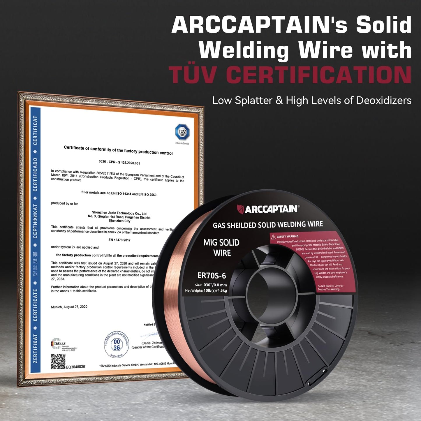 ARCCAPTAIN Mig Welding Wire, 0.030 10Lb Mig Wire ER70S-6 10Lbs Gas Solid Carbon Steel Low Splatter Mig Welding Wire Compatible With Lincoln Miller Forney Harbor Welder 0.08 4.5KG