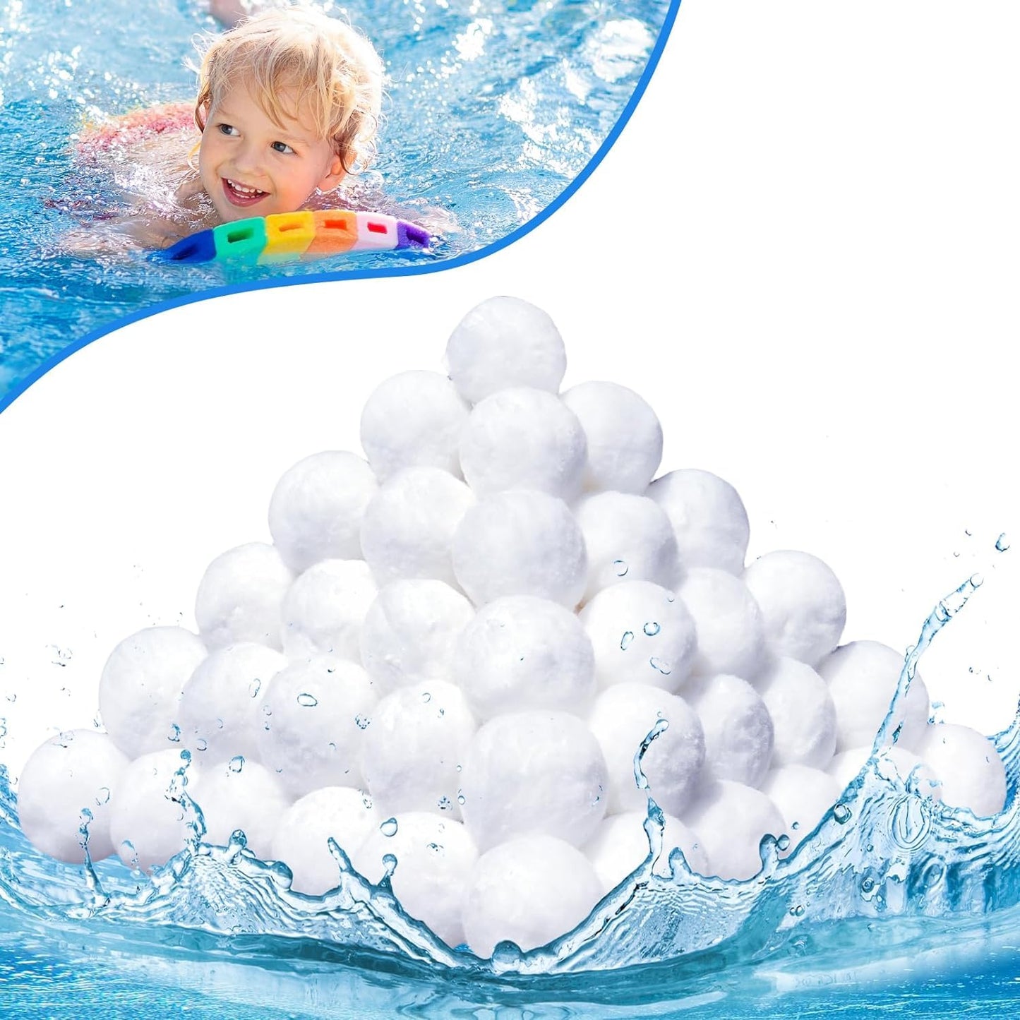 3.1 Lbs Pool Filter Balls, Eco-Friendly Filter Balls for Swimming Pool Sand Filters, Lightweight and Reusable Fiber Ball, Replace 100 lbs Pool Filter Sand