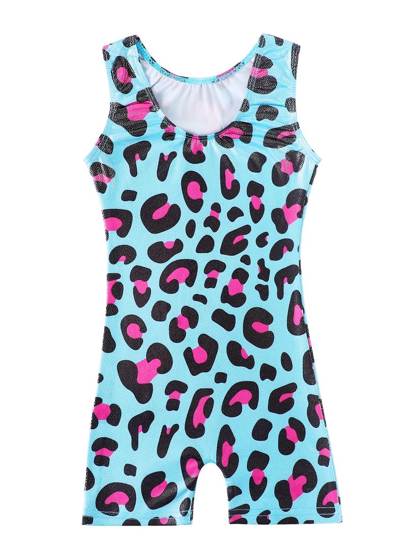 HOZIY Gymnastics Leotards for Toddler Girls 5t Size 5-6x Year Old Biketard Leotard with Shorts Leopard Blue Pink Tumbling Outfits Kids Leo Maillot Gimnasia Nina Shiny Sparkle