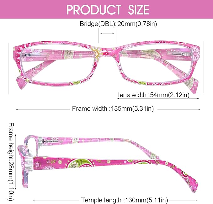 Henotin 6-Pack Reading Glasses Blue Light Blocking Anti Eyestrain Computer Reading Glasses for Women and Men Readers (Mix Color-D, 1.75, Diopters)
