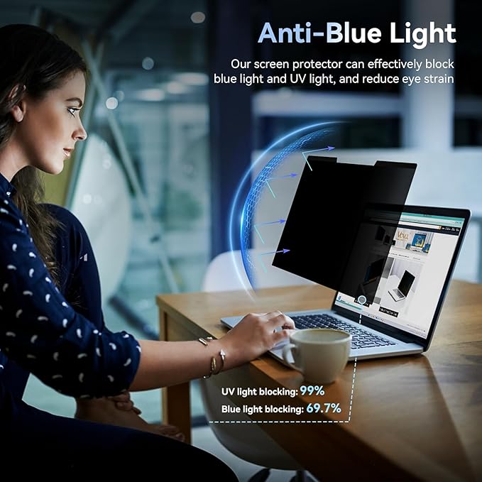 Mamol Magnetic Laptop Privacy Screen 14 inch ,16:9 Aspect Removable Anti Glare Protector Blue Light Privacy Screen Filter,Filter Shield Compatible with HP/Dell/Acer/Asus/Samsung/Lenovo/Thinkpad Envy