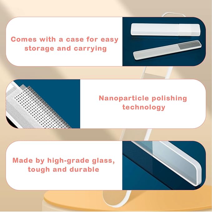 Glass Nail File, 2PCS Upgrade Nano Nail Shiner & Nail Buffers Polisher Crystal Acrylic Nail Care Manicure Tools for Home Salon or Travel Use