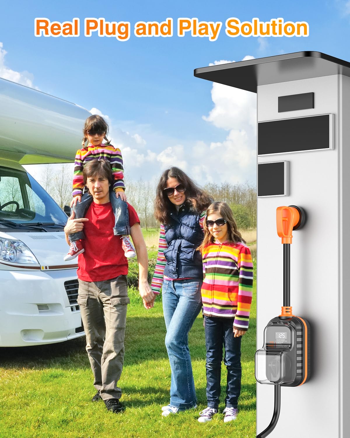 GEARGO 𝟐𝟎𝟐𝟔 𝐍𝐄𝐖 30 Amp RV Surge Protector, 15000J RV Circuit Analyzer with Intelligent LED Display, IP68 RV Adapter Plug with Waterproof Cover for Camper Travel Trailers