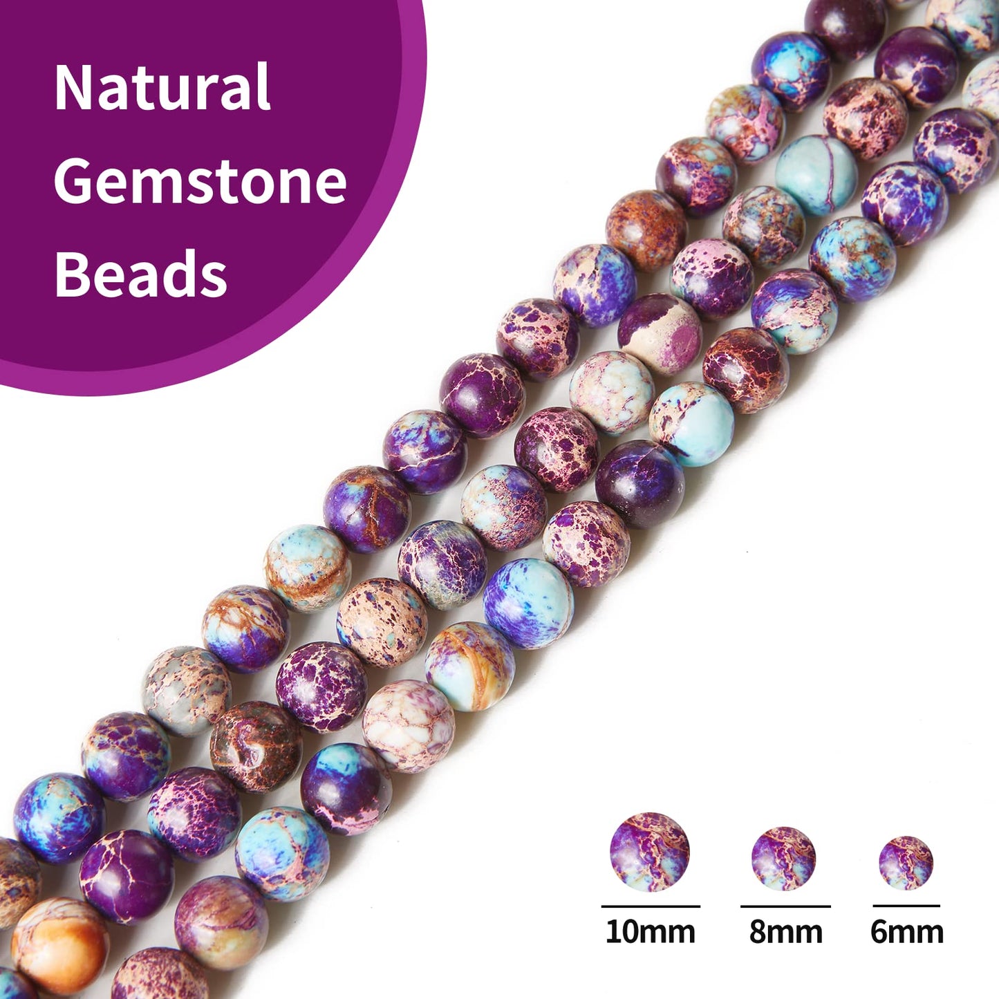 100pcs 8mm Colorful Imperial Jasper Beads Natural Gemstone Beads Round Loose Beads for Crafting and Jewelry Making