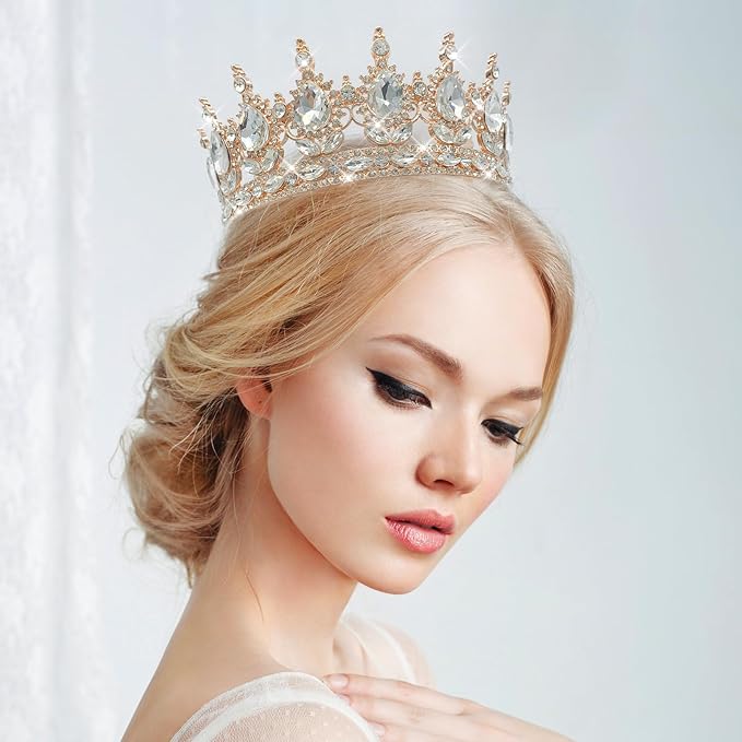 YOUlDIANZI Queen Crown Rhinestone Wedding Crowns and Tiaras for Women Costume Party Hair Accessories Princess Birthday Crown Crystal Bridal Crowns