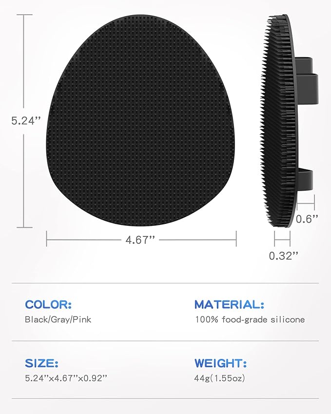 Manmihealth 4 Pack Soft Silicone Shower Brush, Super-Lathering and Deep-Cleaning Body & Face Scrubber, Gentle Exfoliating Bath Glove for All Skin Types, with Free Hooks (Black+Gray)*2