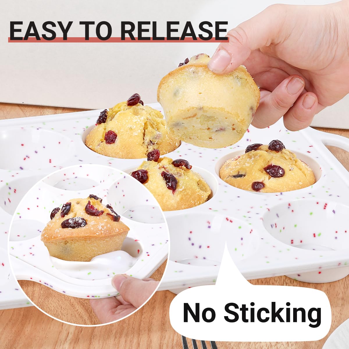 CAKETIME 12 Cups & 24 Cups Silicone Muffin Pan with Metal Frame, Regular & Mini Muffin Pan Set for Baking 2 Pack