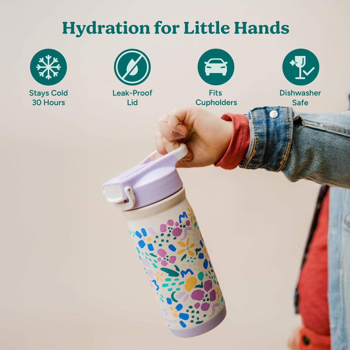 Reduce Hydrate Pro Kids 14oz Stainless Steel Insulated Water Bottle w/Straw – Spill Proof Tumbler for Kids – 30 Hour Cold Retention – Dishwasher Safe Leak-Proof Design - Clover Green