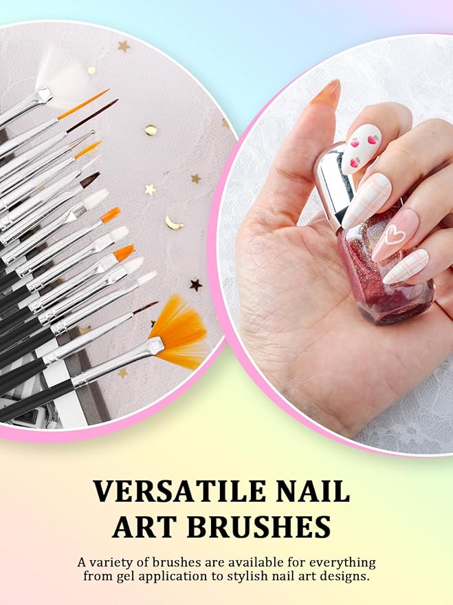 Nail Art Tools Set, Nail Stand for Press on Holder for Painting Nails, Nail Art Brushes, Liner Brushes, Nail Dotting Tool, Must Haves Design Tools Supplies Kit for Nail Tech & Beginners (Black)