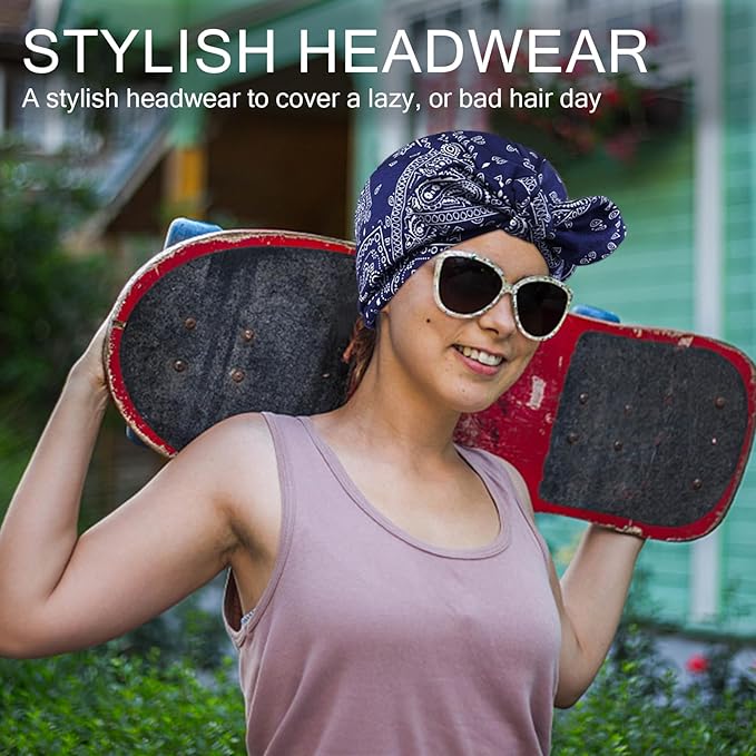 Ababalaya Satin Lined Beanies for Women Chemo Headwear Silky Lined Cotton Sleeping Cap