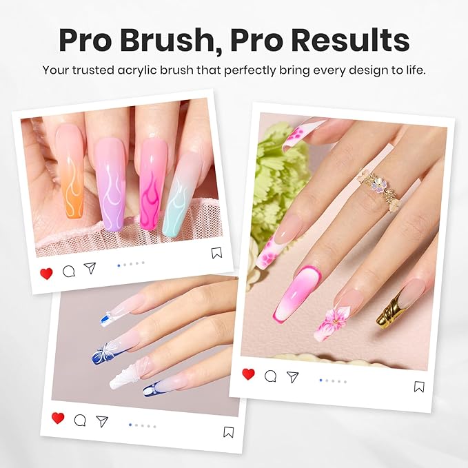 Beetles Pro 1-Pcs Acrylic Nail Brush Ã¢ÂÂ Professional Pure Bristles Kolinsky Acrylic Brushes for Nails Metallic Nail Art Brushes for Nails Extension Gel, 3D Carving Ã¢ÂÂ Salon Quality Manicure Tool (12#)
