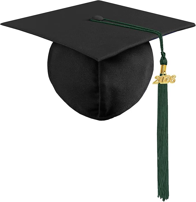 Graduation Cap with 2026 Tassel Year Charm Black Graduation Cap for High School & Bachelor