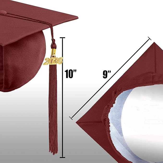 Graduation Cap with 2026 Tassel Year Charm Black Graduation Cap for High School & Bachelor