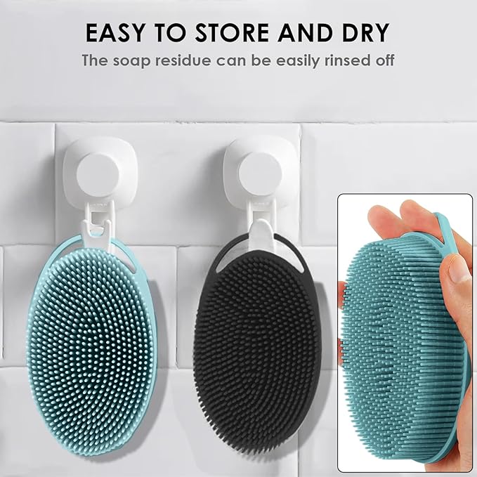 Silicone Body Scrubber Ã¢ÂÂ Dual-Sided Silicone Loofah for Shower, Set of 2 Soft Exfoliating Body Bath Shower Scrubber Loofah Brush Easy-to-Clean for Sensitive Kids Women Men All Kinds of Skin