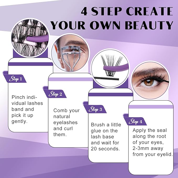 DIY Lash Extension Kit 280pcs Individual Lashes Cluster D Curl Eyelash Extension Kit Lash Clusters with Lash Bond and Seal and Lash Applicator Tool (KIT,40D+50D-D-9-16MIX)