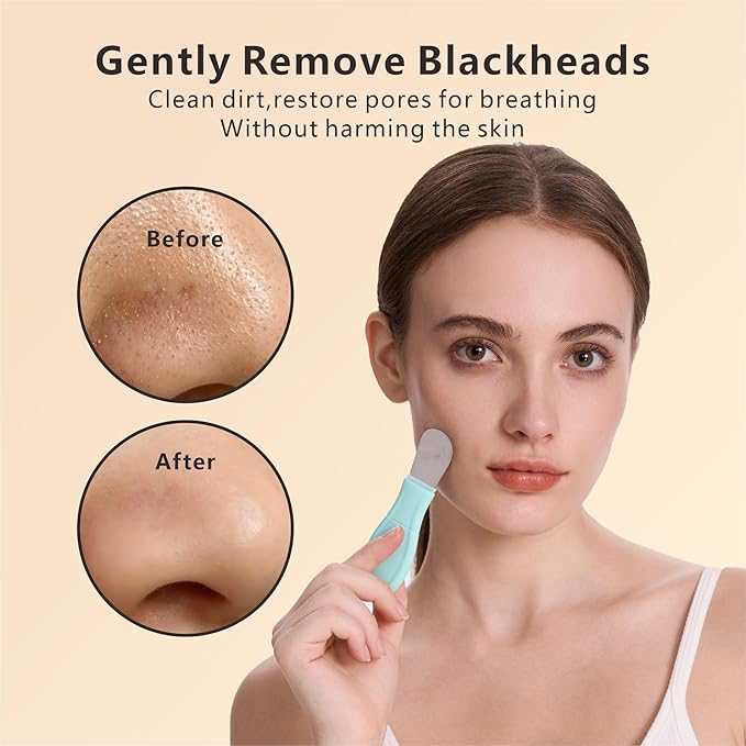 Face Washing Brushes,Nose Blackhead Removal Tools,3Pcs Pore Cleaning Brush, Skin Scrubber Face Spatula,Double-headed Blackhead Extractor Pimple Extractor,Face Scraper for Deep Cleansing (Green)
